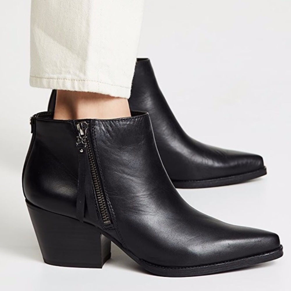 New Sam Edelman Walden Black Leather Ankle Boots 8